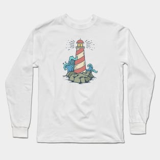 Cute Lighthouse Cartoon Kids Tshirt Long Sleeve T-Shirt